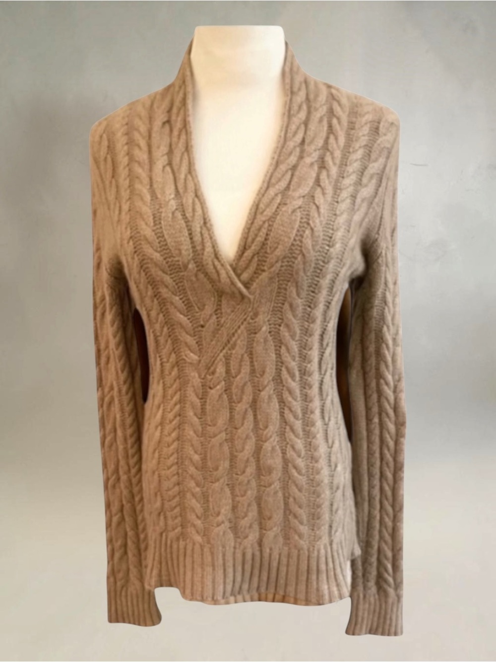 ADRIENNE VITTADINI ITALIAN CASHMERE BRAIDED SWEATER SIZE LARGE